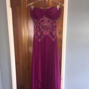 Purple beaded strapless dress - SIZE 8